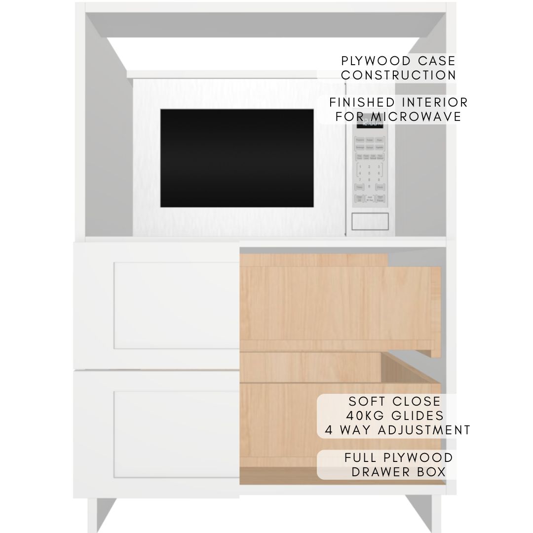 Base Cabinet, Shelf for Microwave, 2 Drawers - Image 3